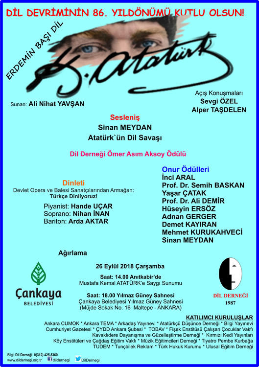 86. Dil Bayramı (26 Eylül 2018)