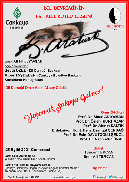 DİL DERNEĞİ İLE ÇANKAYA BELEDİYESİ 89. DİL BAYRAMINI BİRLİKTE KUTLADI